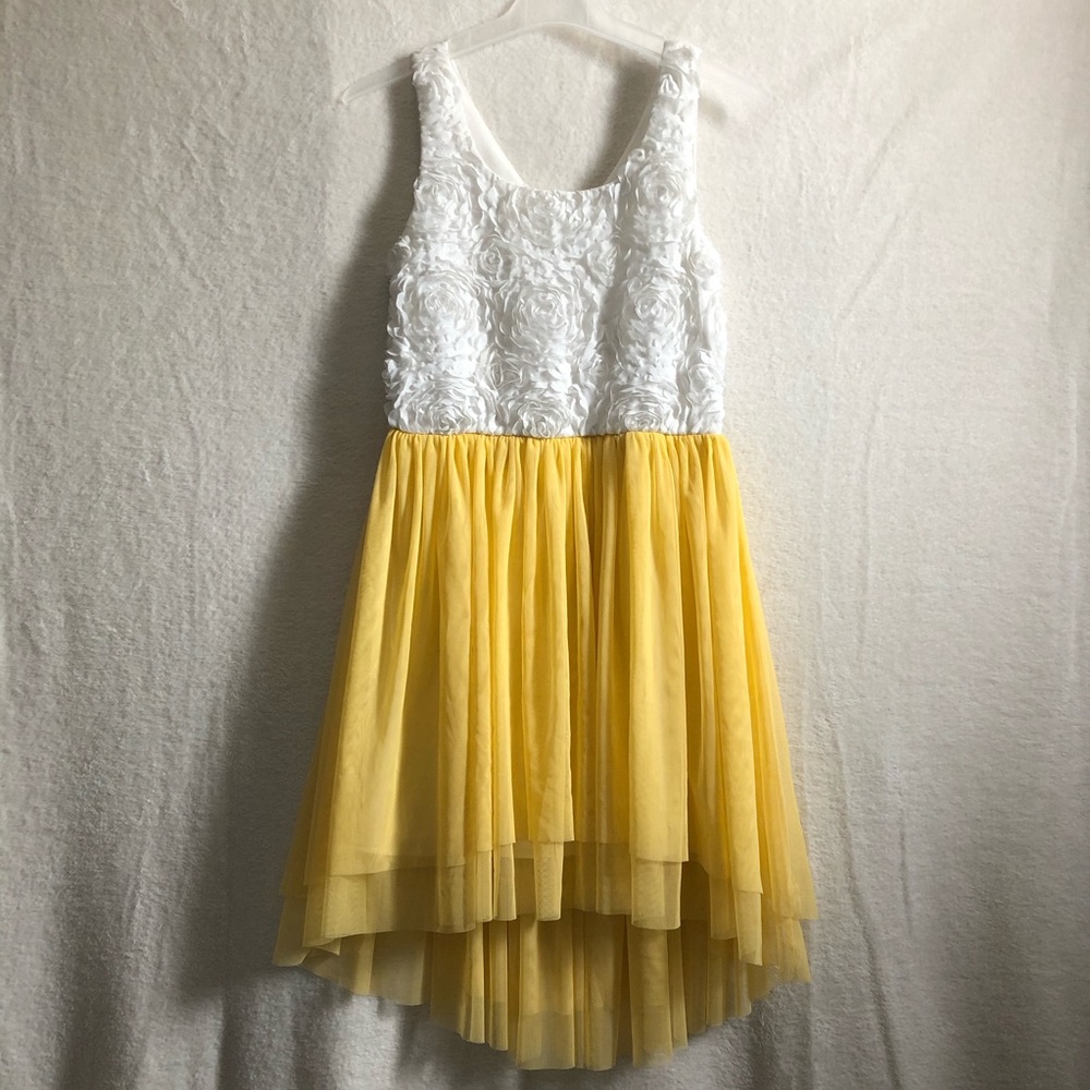 Vero Moda white yellow rosette hi-lo dress junior